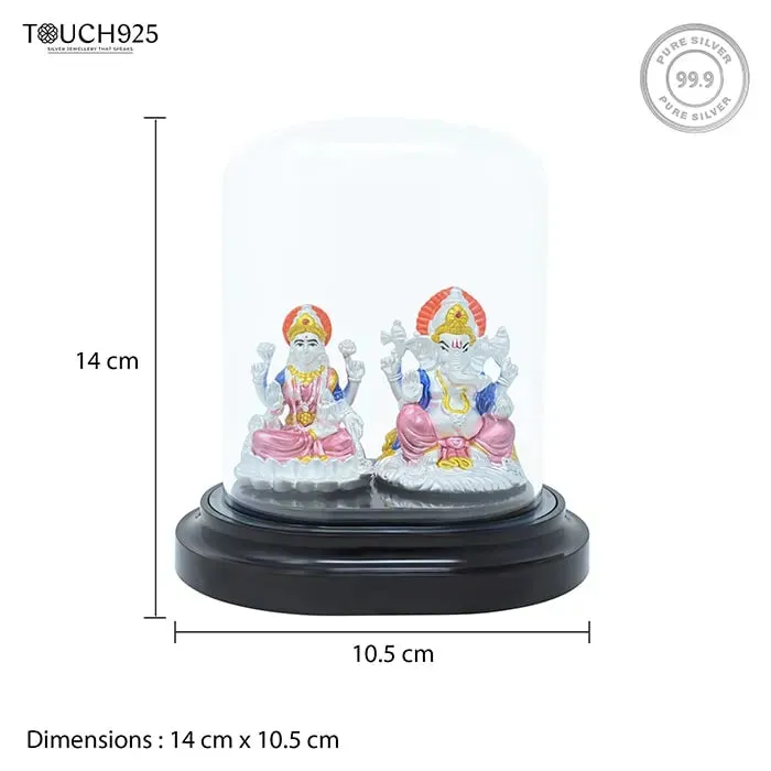 999 Silver Serene Laxmi Ganesh Idol