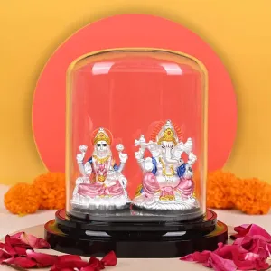 999 Silver Serene Laxmi Ganesh Idol