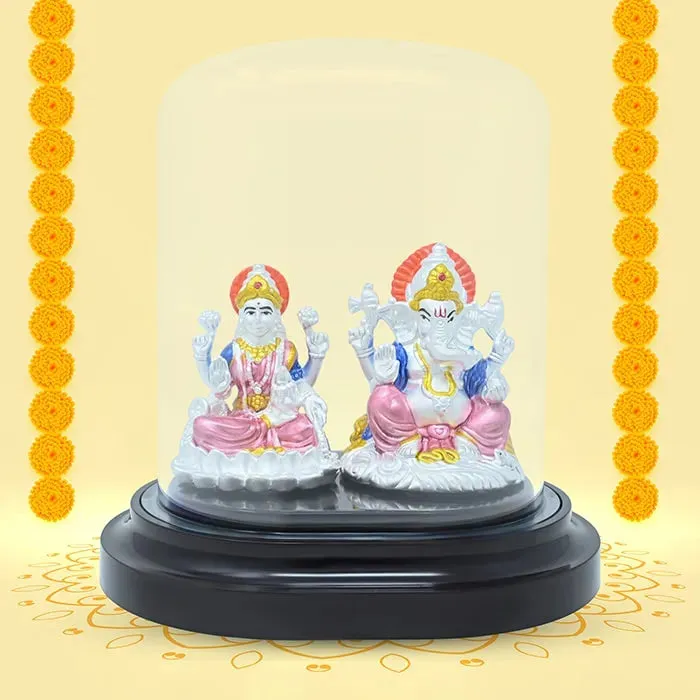 999 Silver Serene Laxmi Ganesh Idol